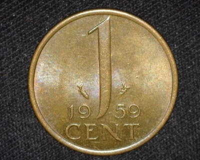 NETHERLANDS 1959 1 CENT KM180 UNCIRCULATED ~H4 - Image 1 of 2
