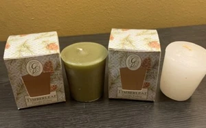 Greenleaf Timberleaf Scented Candle Cube Votives Lot Set Of 2 NEW Green White - Picture 1 of 7
