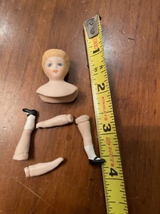 blonde hair woman head arms legs Doll Porcelain Miniature Dollhouse vintage - Picture 1 of 7