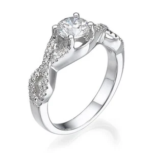 1 1/4 Carat G SI1 New Lab Created Diamond Engagement Ring Round Cut 14K White Go - Picture 1 of 4