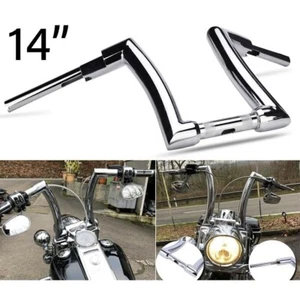 Chrome 14" Rise 2" Ape Hanger Handlebar For Harley Sportster Yamaha Vstar - Picture 1 of 14