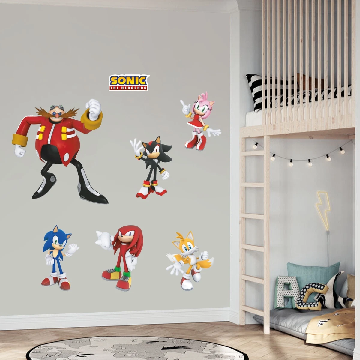 Sonic The Hedgehog Wall Sticker Decal - Personalized Name Wall Art With Sonic & Friends (60cm X 40cm)