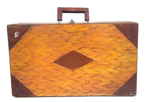 Vintage Handmade Folk Art Wooden Matchstick Briefcase - Picture 1 of 10