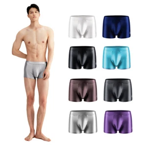 AMORESY Hombres Calzoncillos Boxer Suave Brillante Seda Brillante Ropa Interior Cintura Media Fitness - Imagen 1 de 31