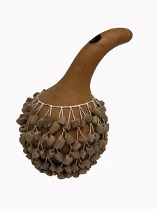 Cuentas de madera de percusión de tambor de sonajero Shekere de calabaza africana de 10" hechas a mano - Imagen 1 de 6