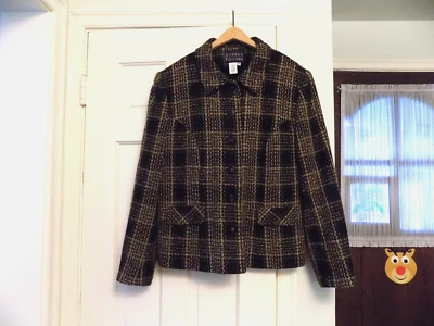 Винтажный Andrea Viccaro Blazer куртка классический клетку черный коричневый желтовато-коричневый кнопка карманы 16 - Изображение 1 из 4