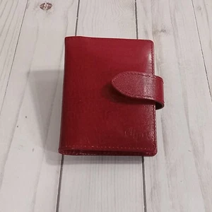Monsac Red Leather Card / Photo Holder 4.25"x 3.25" Retro/90s SHIPS FREE - Picture 1 of 11
