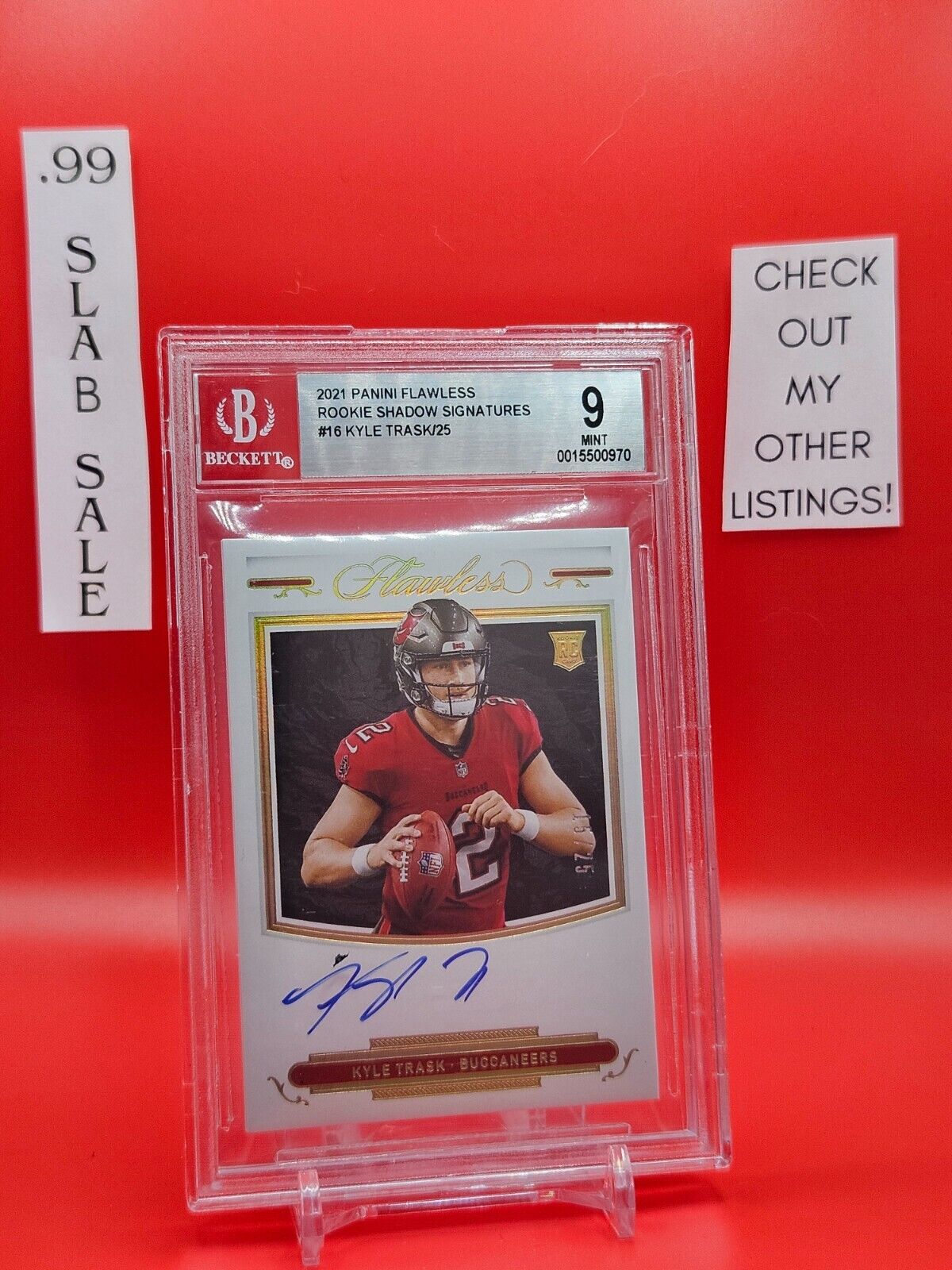 2021 Flawless Rookie Shadow Signatures On Card Auto 16 Kyle Trask RC 15/25 BGS 9