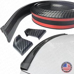 Universal 4.9ft Carbon Fiber PU Car Rear Roof Trunk Spoiler Wing Lip Sticker Kit - Picture 1 of 10