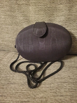 Vtg Whiting And Davis Egg Purse Navy Grey 1980s Clutch Shoulder Bag Evening - Image 1 of 4