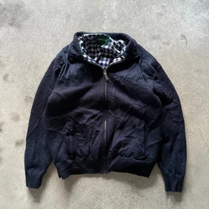 vintage navy blue wool Orvis plaid zip jacket - large - Picture 1 of 6