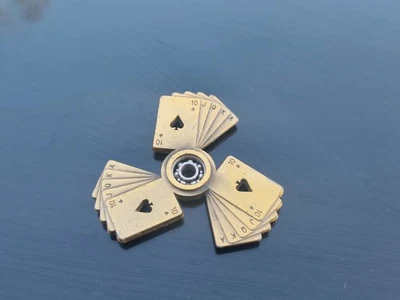 Luxury Brass Playing Card Fidget Spinner EDC Toy Poker Ace of Spades Focus Gift - Image 1 of 4