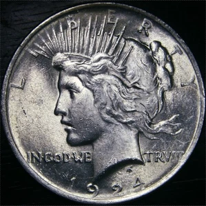 1924 Stempelglanz 90% Silber Peace Dollar Authentic U.S. Philadelphia Mint - Bild 1 von 2