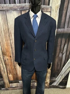 Brunello Cucinelli Dark Blue Houndstooth Casual Suit Blazer Size 46R - Picture 1 of 11