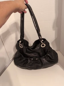 Borsa hobo a tracolla B Makowsky in pelle nera con logo stampa animalier fodera - Foto 1 di 17
