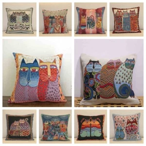 Laurel Burch Cats Vintage French Jacquard Tapestry Throw Pillow Cushion Covers - Picture 1 of 32
