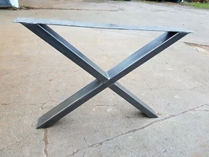 SINGLE 'X' DESIGN RETRO INDUSTRIAL STEEL METAL TABLE COFFEE BENCH LEG DESK  - Picture 1 of 16