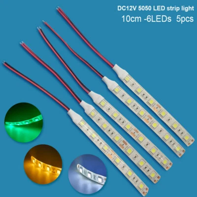 5PCS DC12V 5050 LED Flexible strip light 6LEDs 10cm For Car Caravan Kitchen - Image 1 of 4