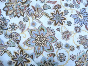 Belle Maison CASSIDY SPA Linen Blend Blue Green Floral Drapery Uph Fabric - Picture 1 of 1