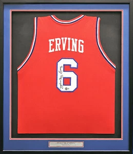 76ERS JULIUS "DR. J" ERVING AUTOGRAPHED SIGNED FRAMED RED JERSEY PSA/DNA 215862 - Picture 1 of 6