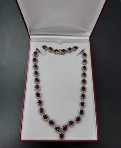 8.316ctw Natural Diamond Necklace | 14k Gold | 51.2 grams | Red Synthetic Ruby - Picture 1 of 10