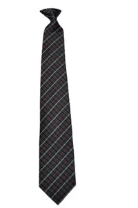 Men's gray with red, white, black line  checked tie Front length 21 inches - Picture 1 of 3