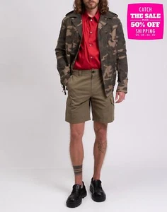 RRP€210 PAUL SMITH Cargo Shorts Size S Linen Blend Green High Waist Stretch - Imagen 1 de 7
