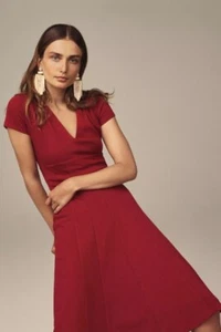 New Maeve Lincoln Center Dress Size Large Red Fit & Flare Anthropologie - Picture 1 of 15