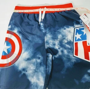 Boys' Marvel Captain America Swim Trunks Color Red & Blue Size Small - UV50 - Picture 1 of 6