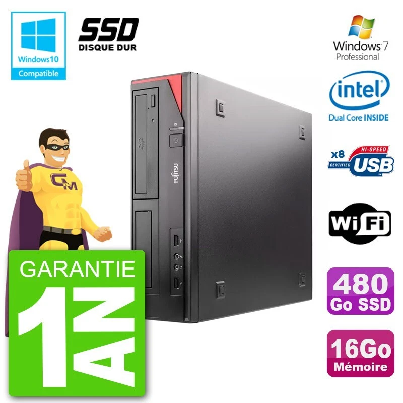 PC Fujitsu Esprimo E520 DT G3220 RAM 16GB SSD 480GB Masterizzatore DVD Wifi W7 - Immagine 1 di 1