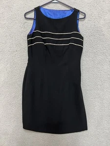 CDC Petite Dress Women's Size 8 Black Rhinestone Embellished Side Zip - Picture 1 of 4