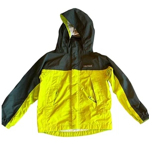 Marmot Rain Jacket Youth Size XS Green Lime Hooded Raincoat Windbreaker Kids - Picture 1 of 7
