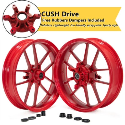 17" Supermoto Red CUSH Drive Tubeless Wheels For Honda CRF250R CRF450R 2014-2024 - Image 1 of 4