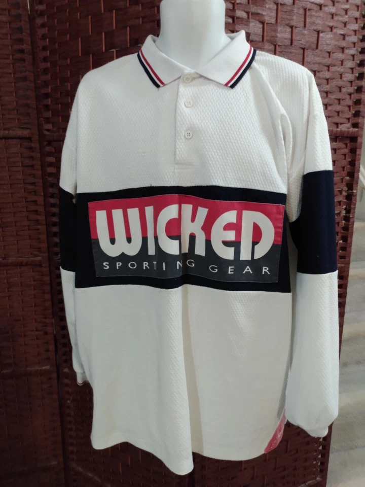 Vintage 90s Wicked Sporting Gear Polo Shirt Long Sleeve Streetwear XL — 第 1/4 张图片