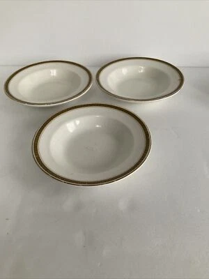  ✅3x Sampson Bridgwood "Lifelong" Small Ironstone Bowls Off White With Gold Band - Image 1 of 4