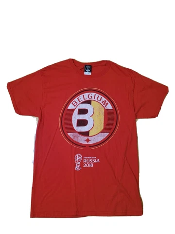 2018 RUSSIA FIFA World Cup BELGIUM National Soccer Futbol T-Shirt Mens Medium Cover