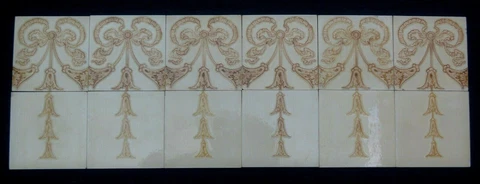 ENGLAND ANTIQUE ART NOUVEAU MAJOLICA 12-SET TILE C1900 Cover