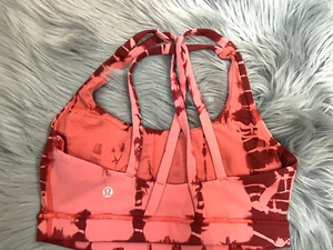 Lululemon Energy Bra Orange Maroon Red Straps Workout Yoga Run Sz 6 - Picture 1 of 3