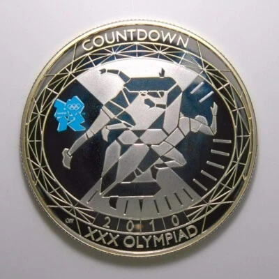 Cuenta regresiva del Reino Unido para Londres XXX Olimpiada 2010 £5 prueba de plata con OGP y certificado de autenticidad CS Foto 1 de 3