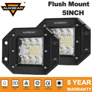 AUXBEAM 2X 5" Flush Mount LED Work Light Bar Rear Bumper Reverse Driving Pods - Picture 1 of 12