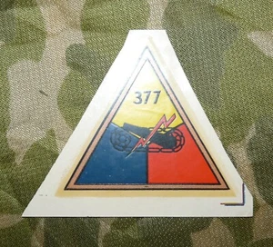 Vintage US Army 377th Armored Regiment Water Transfer Helmet Liner Decal - Picture 1 of 1