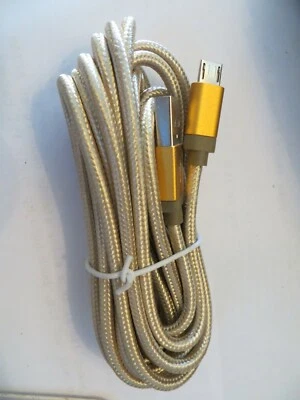 Gold Braided Charger Cable 10 ft long - Image 1 of 2