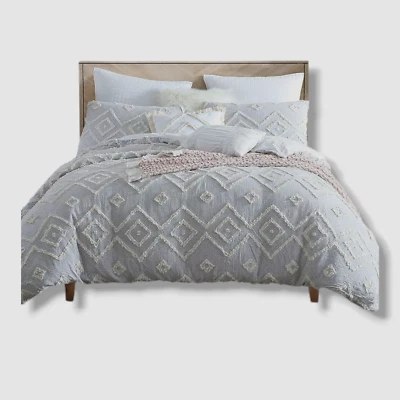 Conjunto de edredom Swift Home cinza recortado diamante jacquard 5 peças cama king size - Imagem 1 de 4