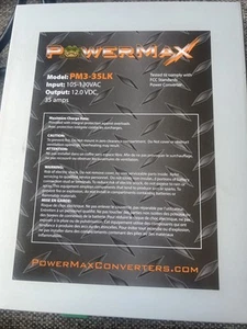 PowerMax 35 Power Converter 12V Battery Charger Supply- New Without Box - Picture 1 of 2