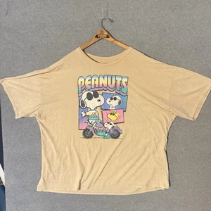 Peanuts Snoopy Woodstock Shirt Men's 3XL Short Sleeve Oversized Pullover Beige - Picture 1 of 3