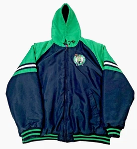 Chaqueta de bombardero acolchada con capucha Y2K Boston Celtics NBA talla L-G11 ropa - Imagen 1 de 13