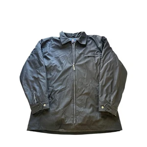 Chaqueta de vinilo negra vintage años 90 Y2K Burnside para hombre cremallera completa trabajo utilitario abrigo KC L - Imagen 1 de 10