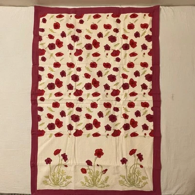 Couleur Nature Paris Red Poppy Kitchen Tea Towel Cotton Dish Towel 20x30 QTY 4 - Image 1 of 4