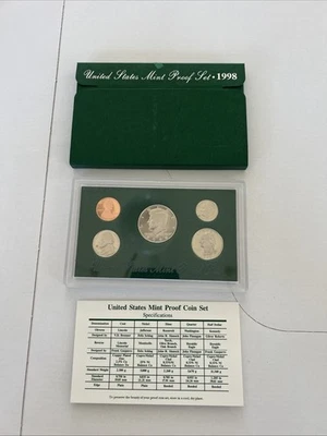 1998 - US Mint Proof Set 5 Coins COA & BOX - Image 1 of 2