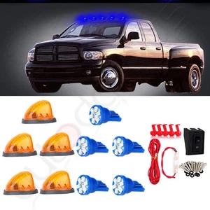 5x Amber Lens Cab Marker Running Lights+ Blue LED Bulb + Wire Pack For Chevy - Picture 1 of 10